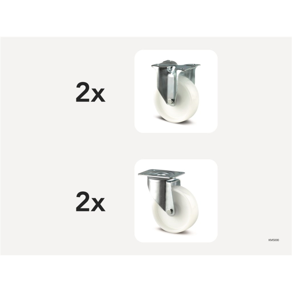 Pack 4 Ruedas andamios de Nylon 200 mm con husillo de aluminio 800 kg