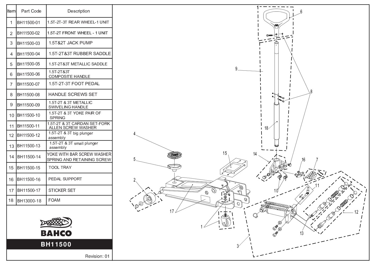 Reservdel till domkraft BH11500, metallsadel