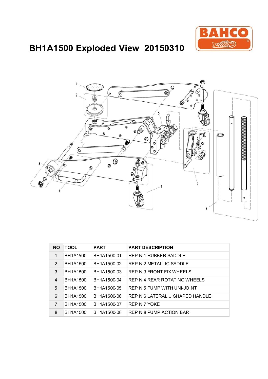 Reservdel BH1A1500-01 Gummisadel till domkraft BH1A1500