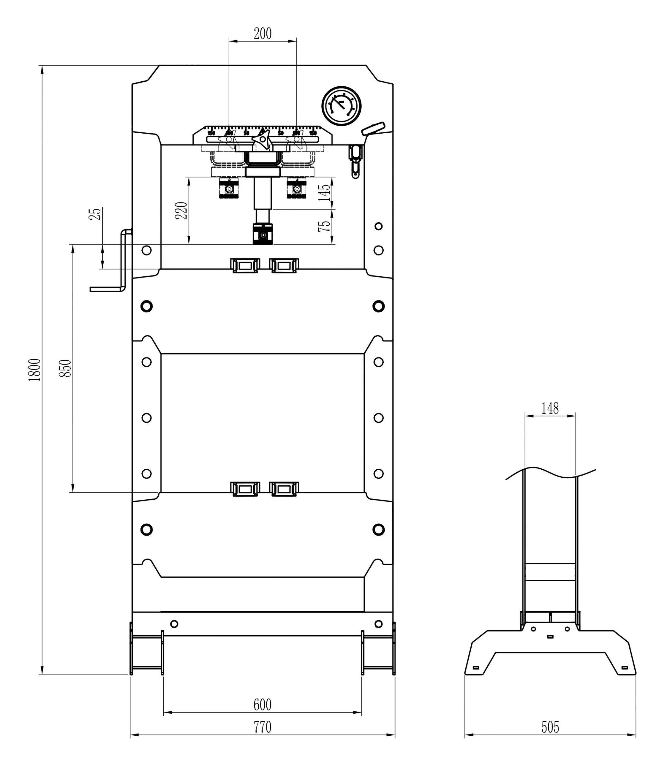 Verkstadspress 30 ton, hand- & lufthydraulisk - Bild 2