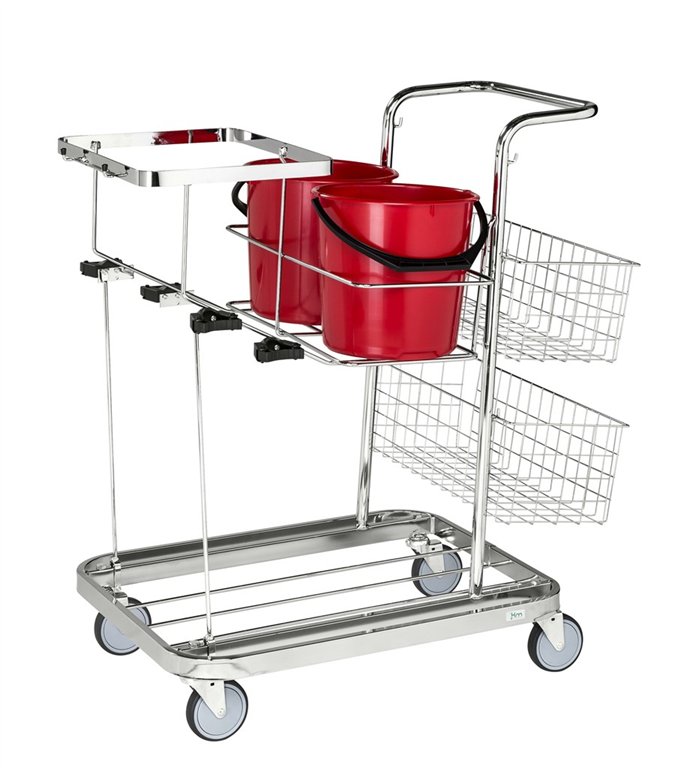 Städvagn för 125L säck, 4 svängbara hjul - Bild 2