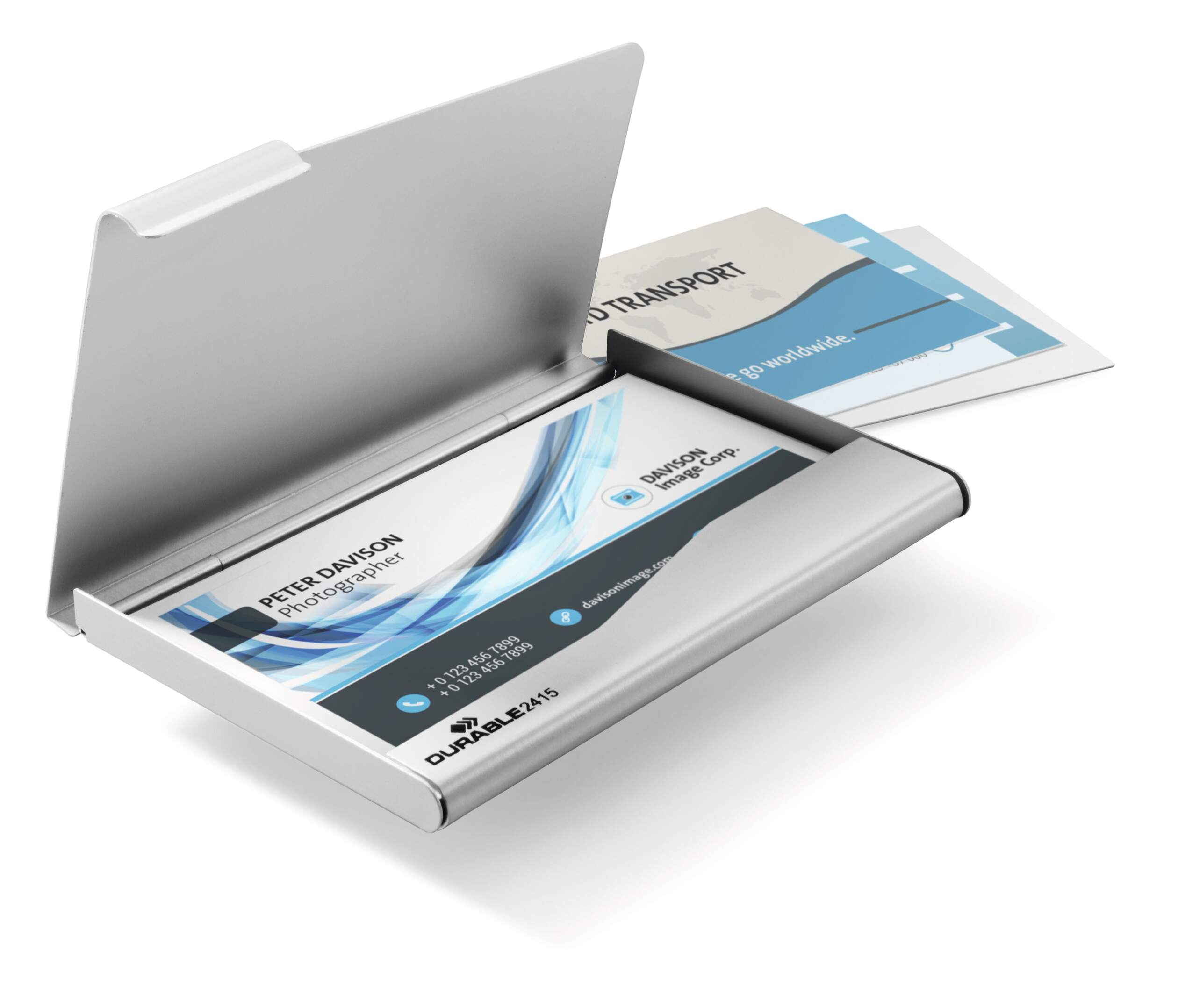 Visitkortsask BUSINESS CARD BOX aluminium, 20 kort, outlet - Bild 3