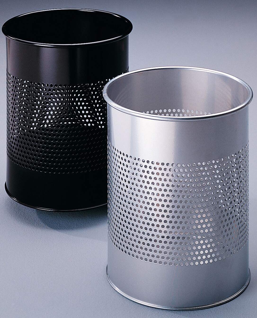 Papperskorg metall 15L rund, hålmönster 165 mm, grå - Bild 3