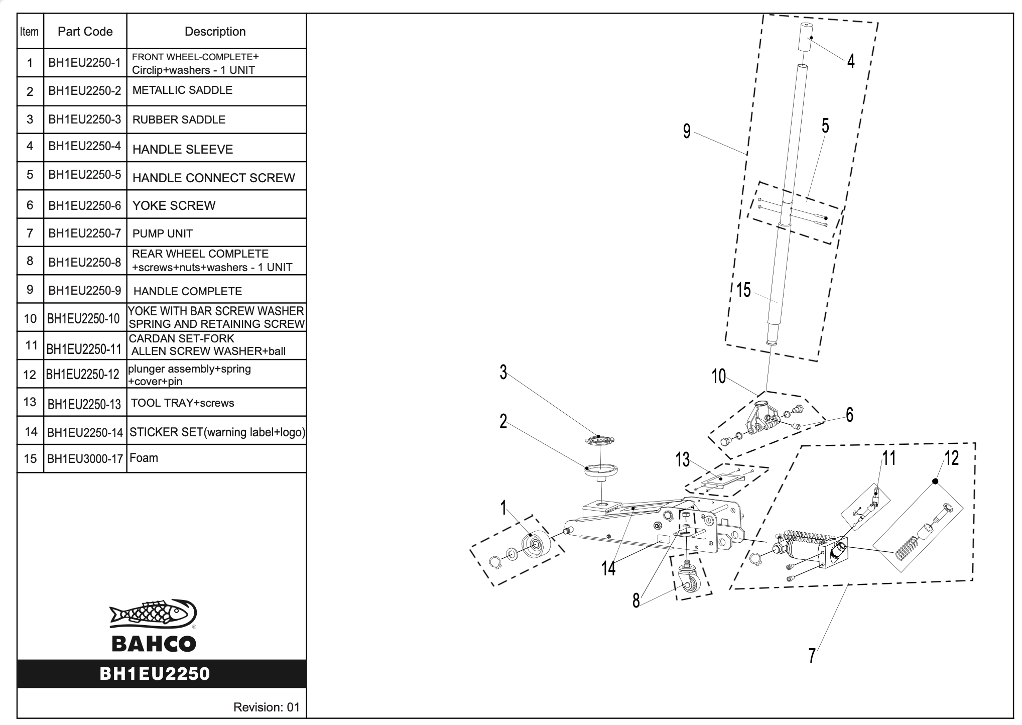 Reservdel till bh1eu2250, yoke screw